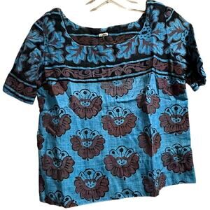 Vintage Retro Cymbeline Floral Boho Cropped Blouse - Small